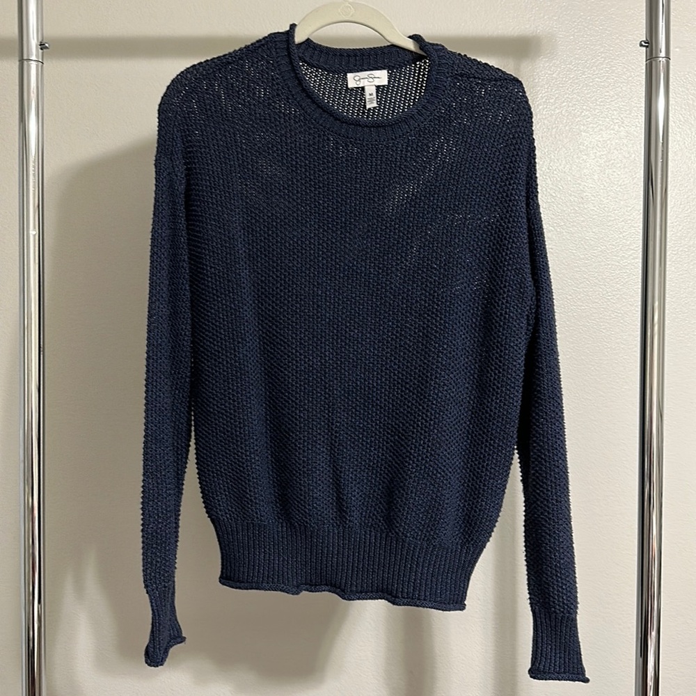 Jessica Simpson knit long sleeve top dark blue